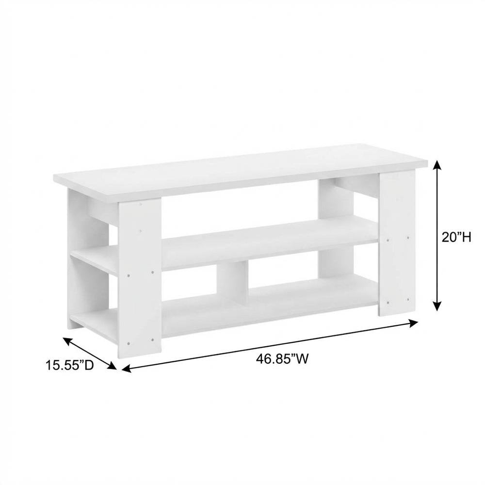 White wooden TV stand for up to 55-inch screens with ample storage space
