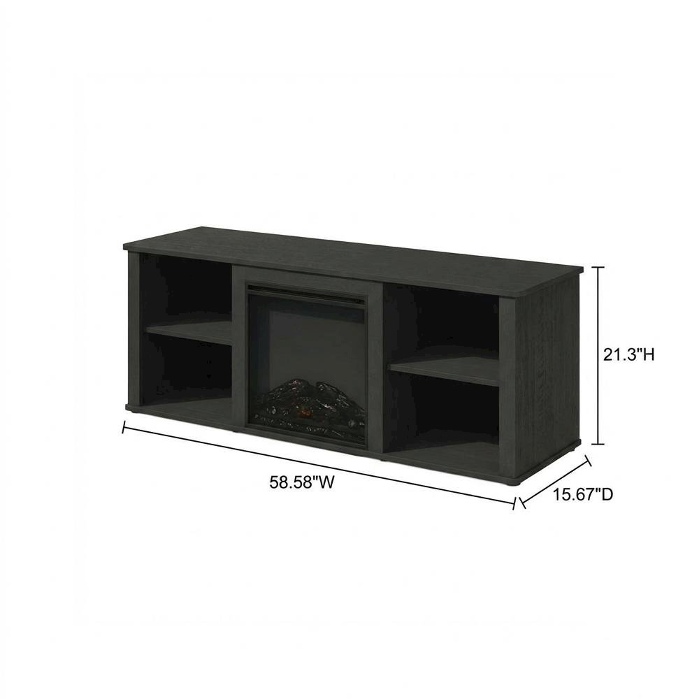 Brown Electric Fireplace TV Stand with Storage for 60-Inch TVs