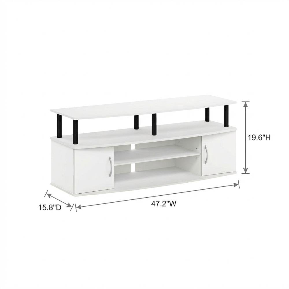 White/Black Large TV Stand with Spacious Storage for Entertainment Centers