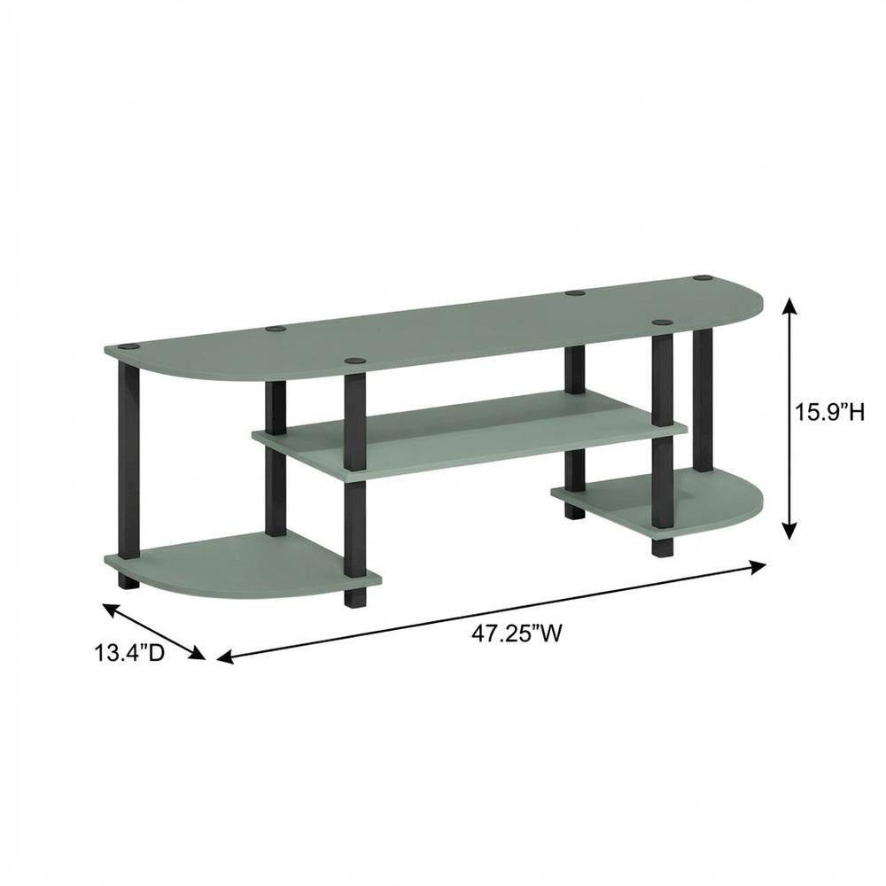 Sage Green TV Stand, 55-Inch Flat Screen, Open Shelves, Rounded Corners