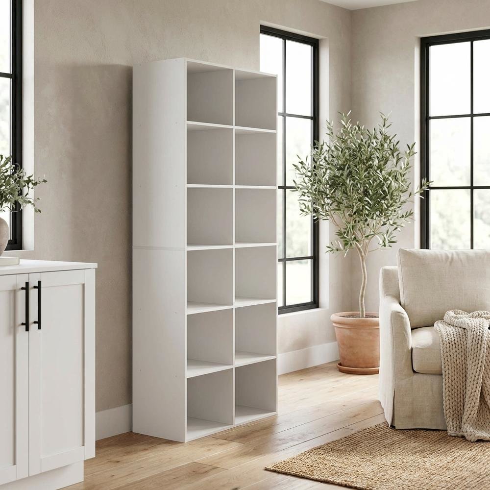 Wooden bookcase in finish with spacious shelves for storage