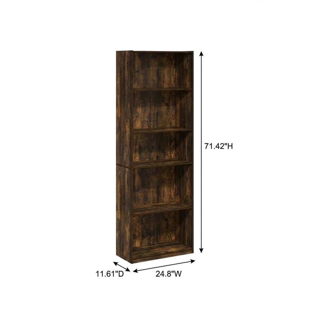 Wood Bookcase with Adjustable Shelves and Modern Design