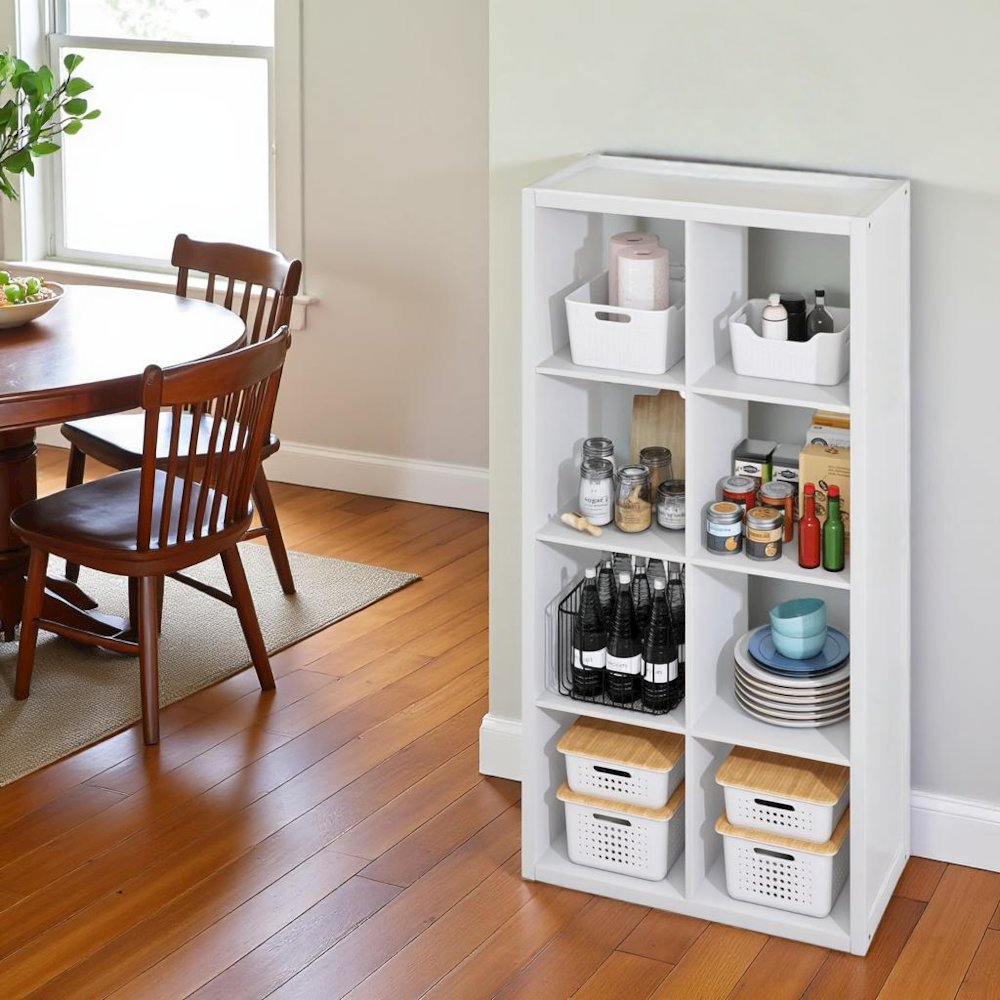 White Cube Storage Organizer with 8 Square Shelves for Kitchen Storage