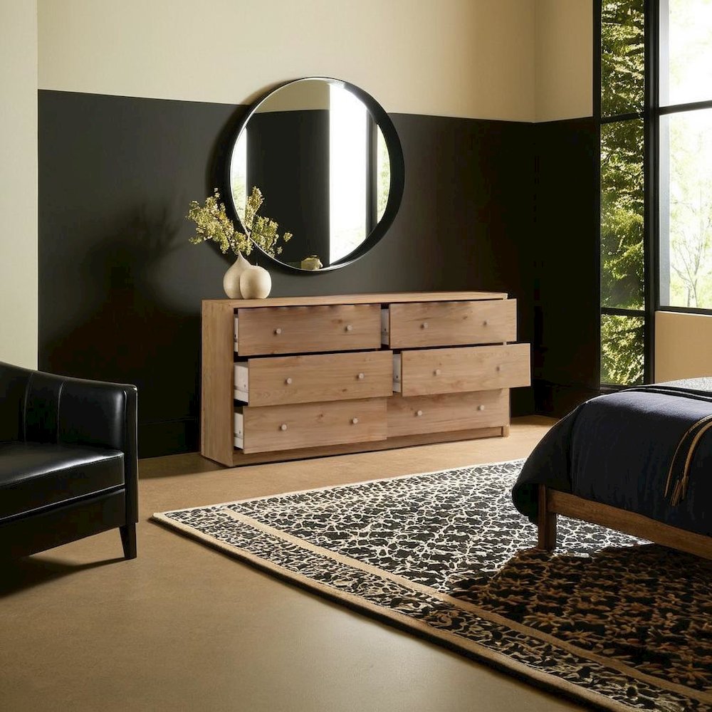 Elegant 6-Drawer Double Dresser in Jackson Hickory for Modern Bedrooms