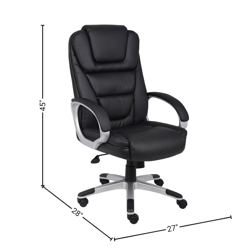 Black Leather Office Chair, Executive High Back Computer Desk Seating