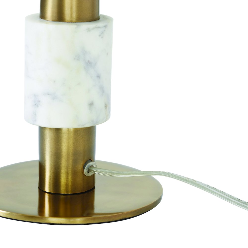 Pirot 27" Tall Antique Brushed Brass Iron Table Lamp With Tapered Linen Shade