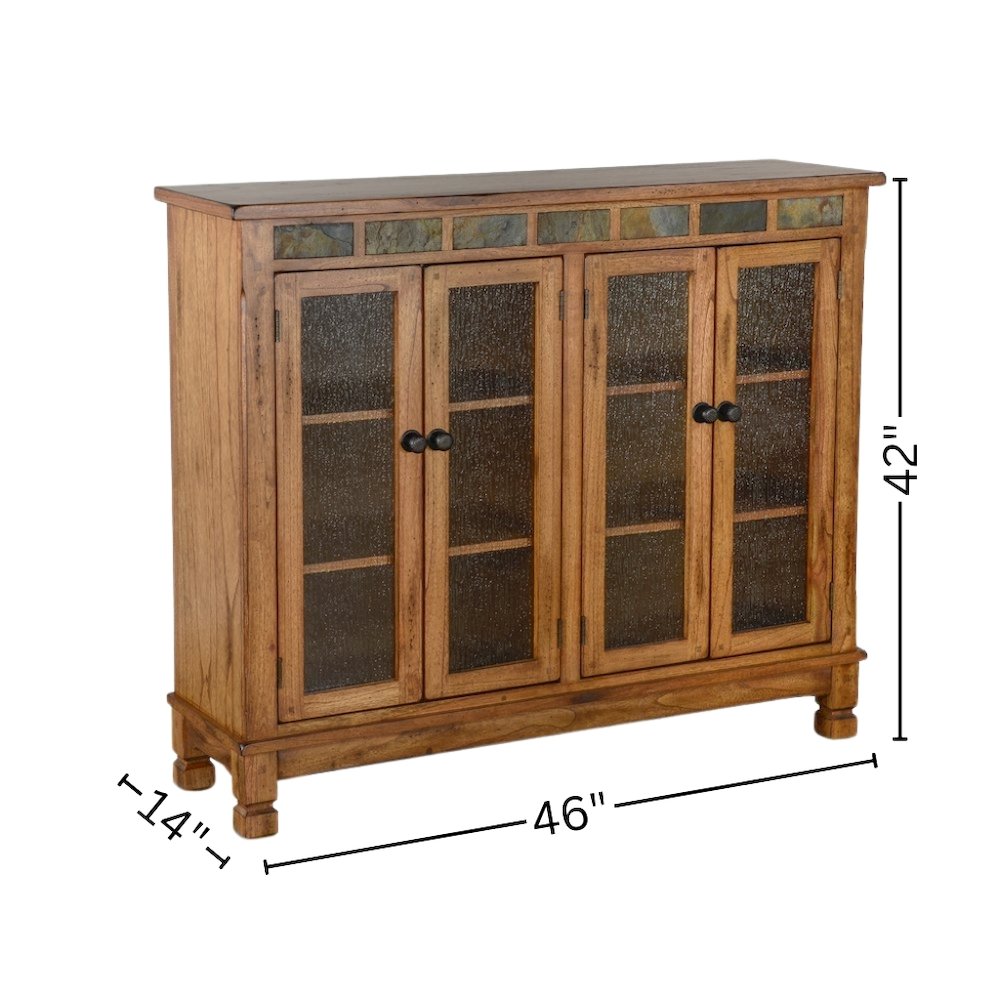 Brown Solid Wood Bookcase with Glass Doors, Small Cabinet with Storage