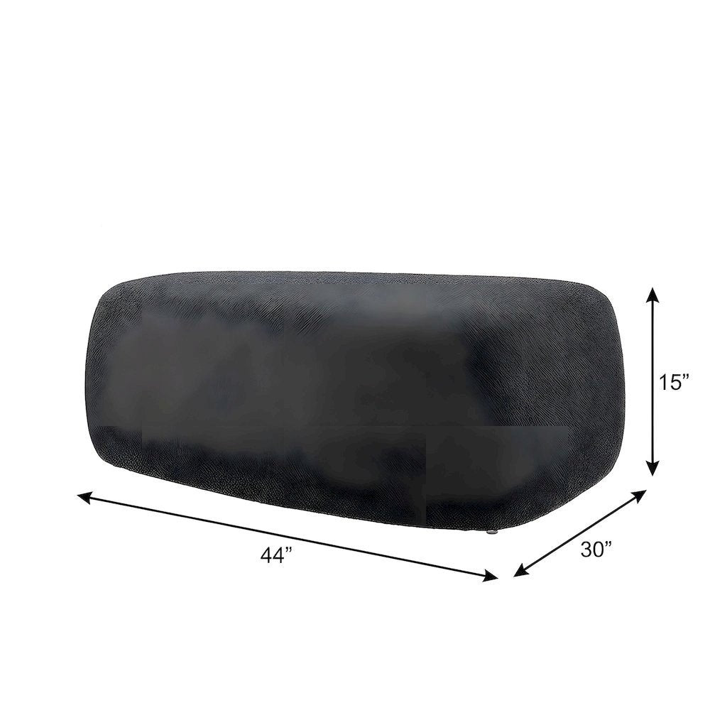 Boucle Fabric Big Ottoman with Solid Larch Wood Frame and Floor Accent