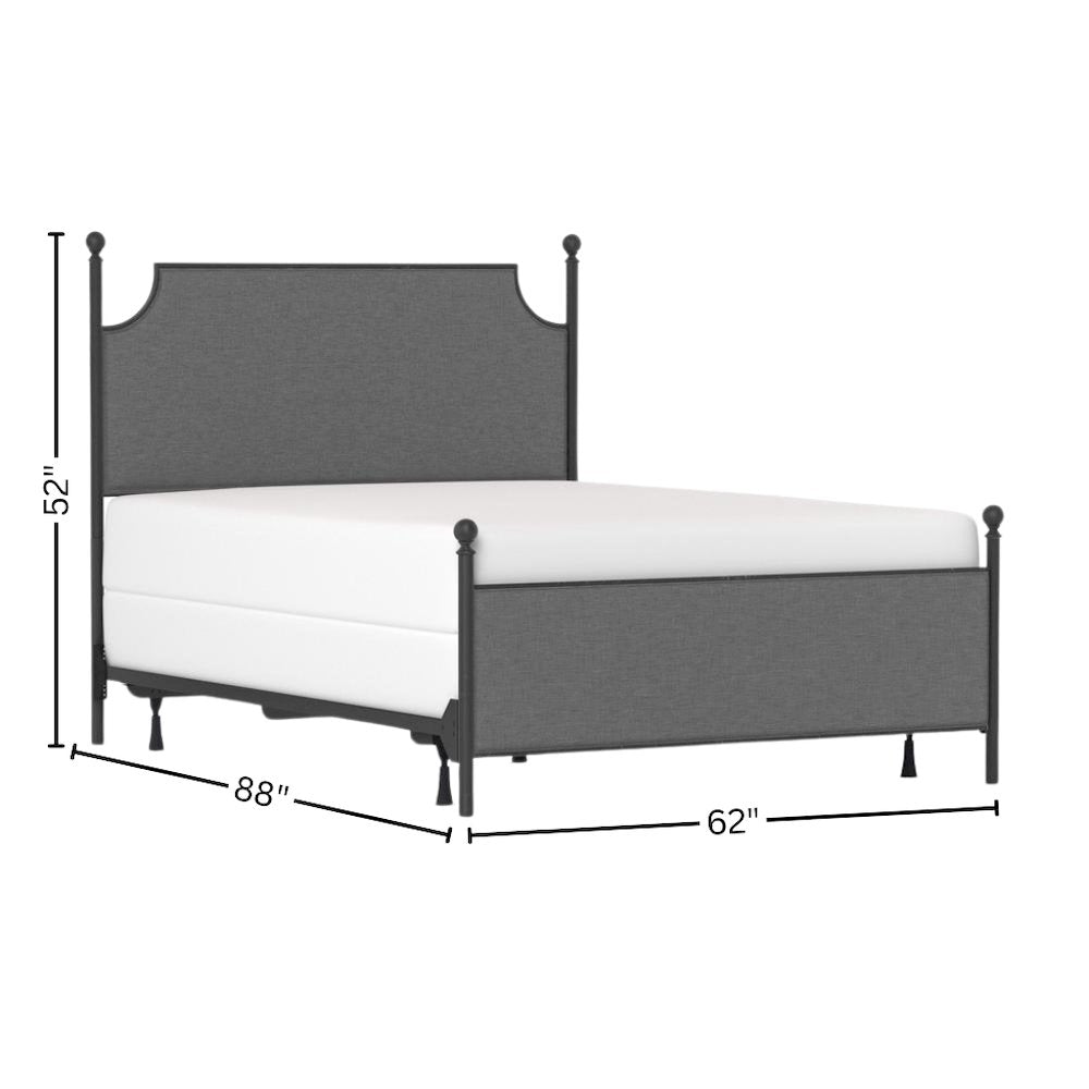 Metal Bed Frame with Gray Fabric and Queen Size Headboard and Frame