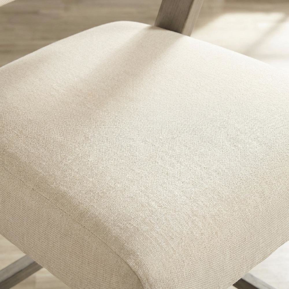 Grey Fabric Counter Height Stool with Wooden Aged Gray Finish and Low Back