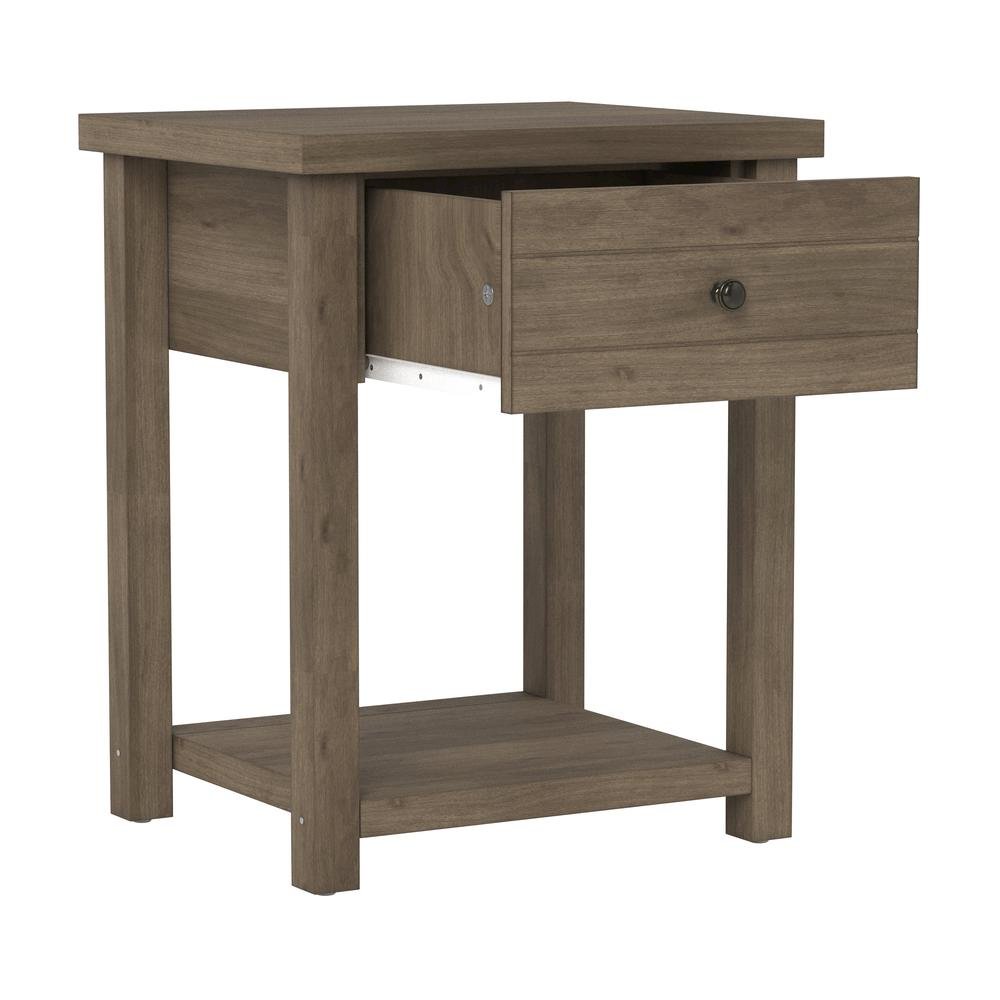 Knotty Gray Oak Nightstands Set of 2 Wooden Side Tables with Shelf