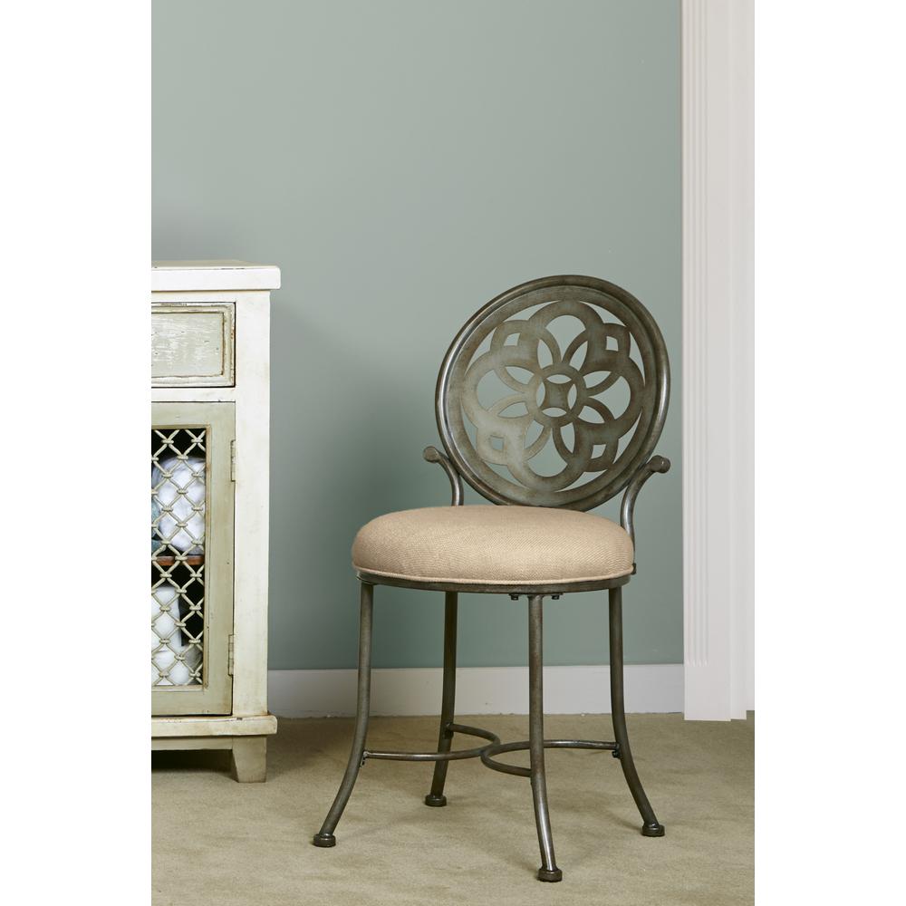 Marsala Metal Vanity Stool, Antique Gray