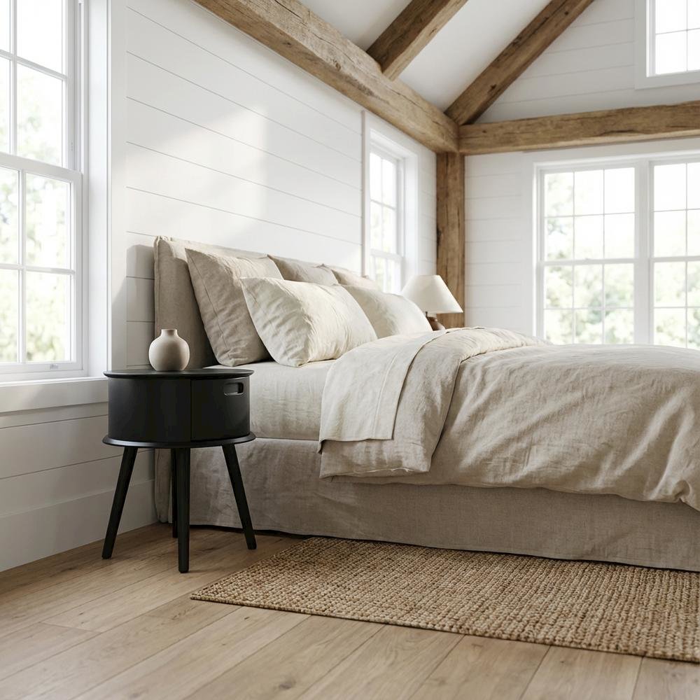 Black Bedroom Nightstand with Modern Design and Durable Construction