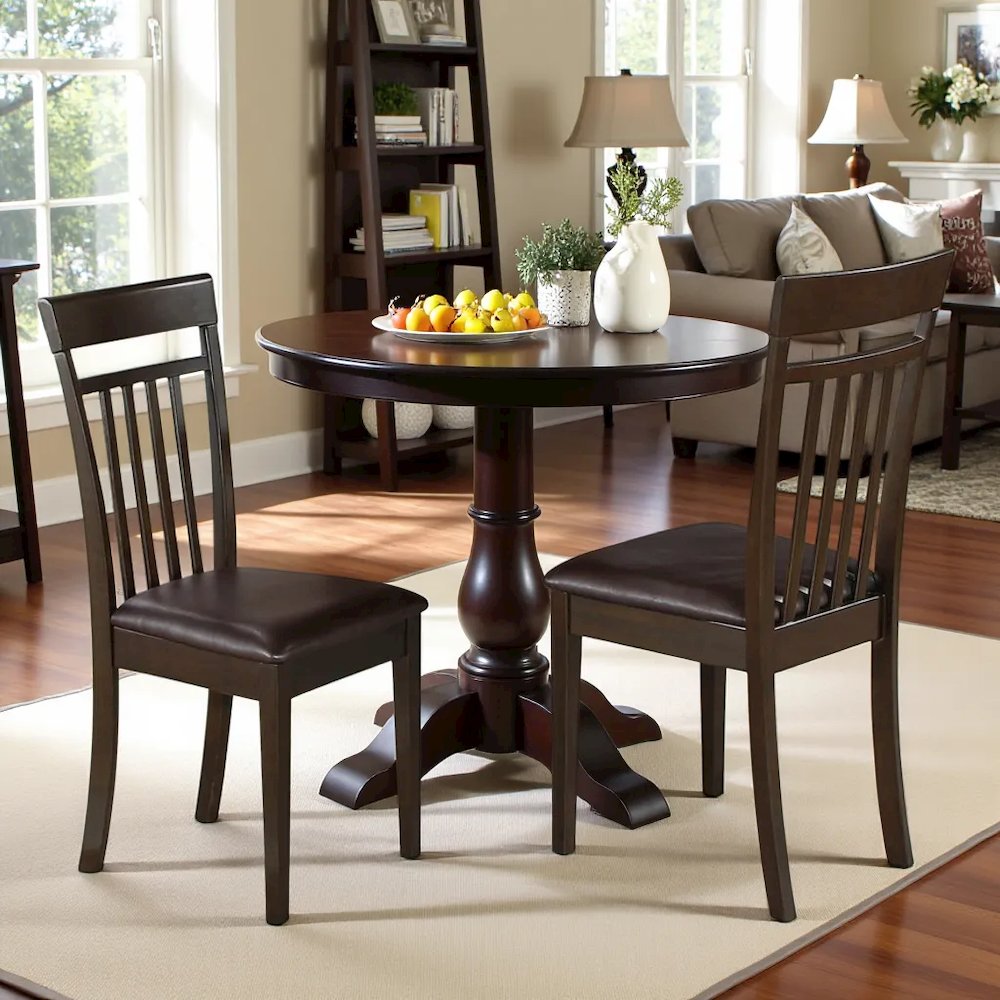 Elegant Wooden Dining Chairs – Slat Back Kitchen Chairs, Set of 2