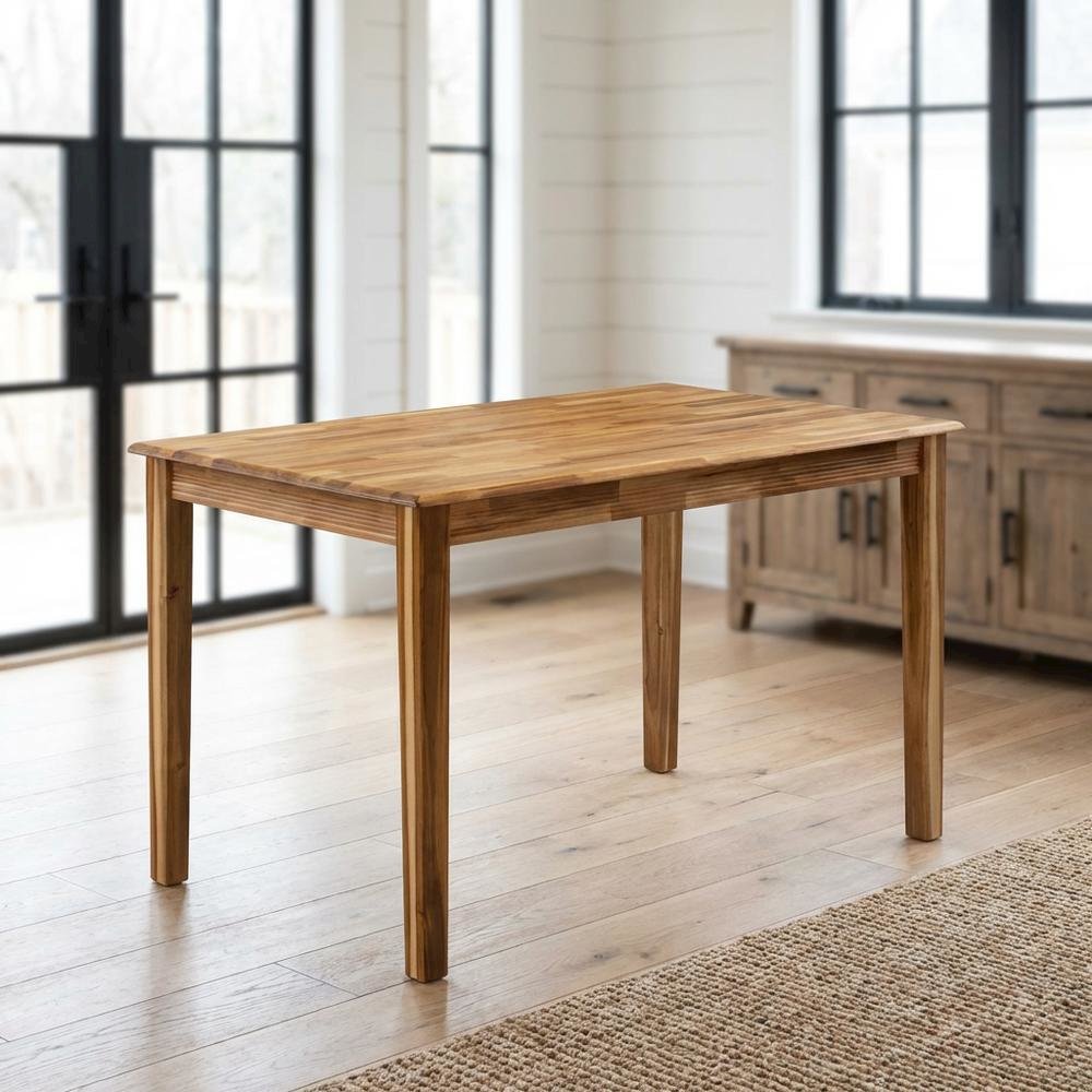 Rectangular Dinner Table, Natural Finish Wood, Small 4-Leg Kitchen Dinette