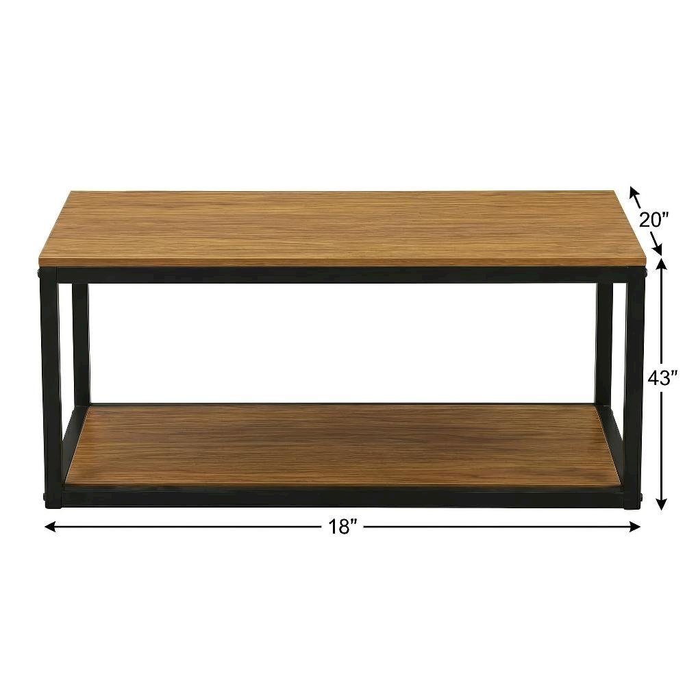 Black Mid Century Modern Coffee Table with Solid Wood and Powder Coating