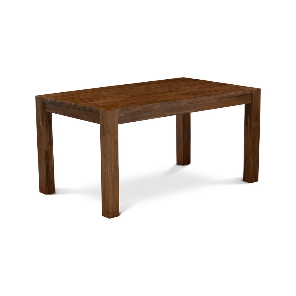 Rectangular Kitchen Table, Antique Walnut, Solid Wood, 60-Inch