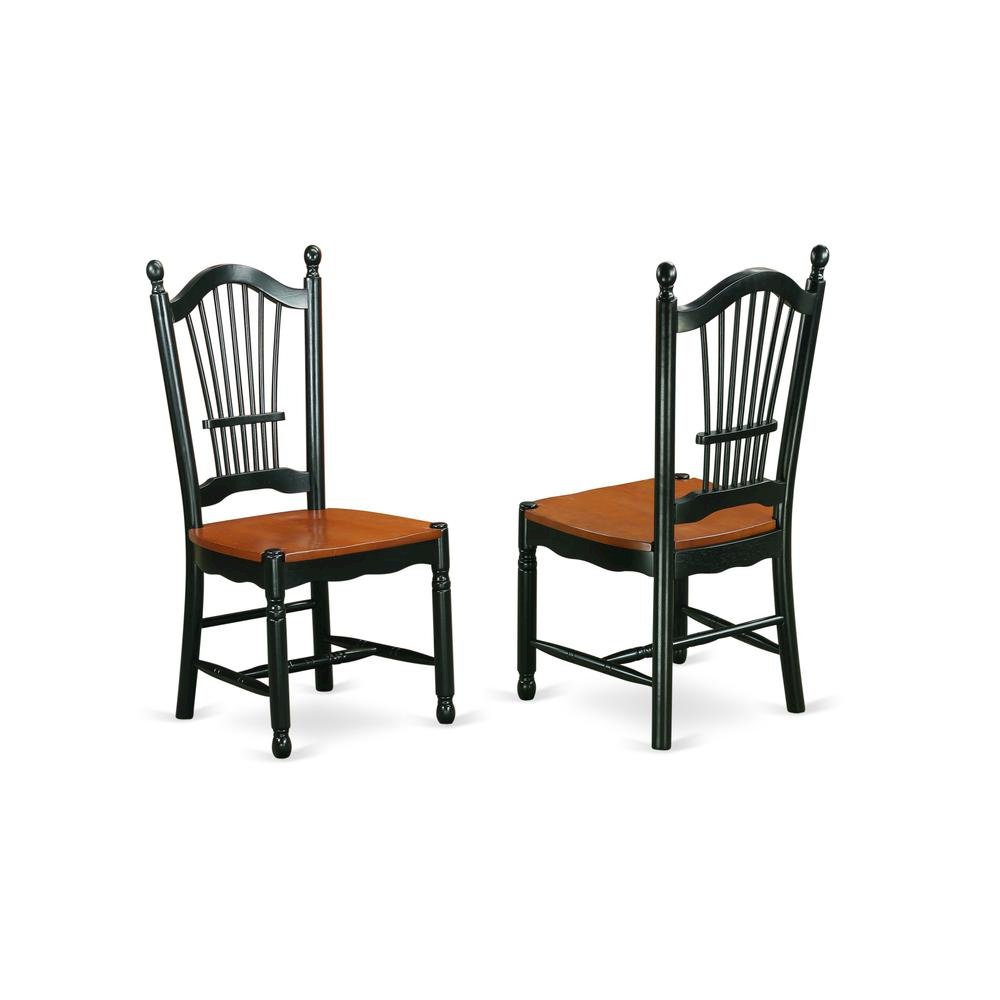 Black and Cherry Dining Chair, Wooden Seat, High Back, Set of 2