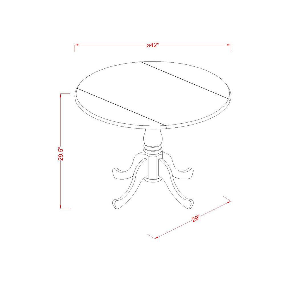 Round Table, Two 9" Drop Leaves, Saddle Brown Finish, Solid Wood, Drop Leaf