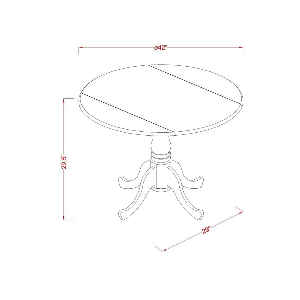 Round Table, Two 9" Drop Leaves, Black Finish, Solid Wood, Space Saving
