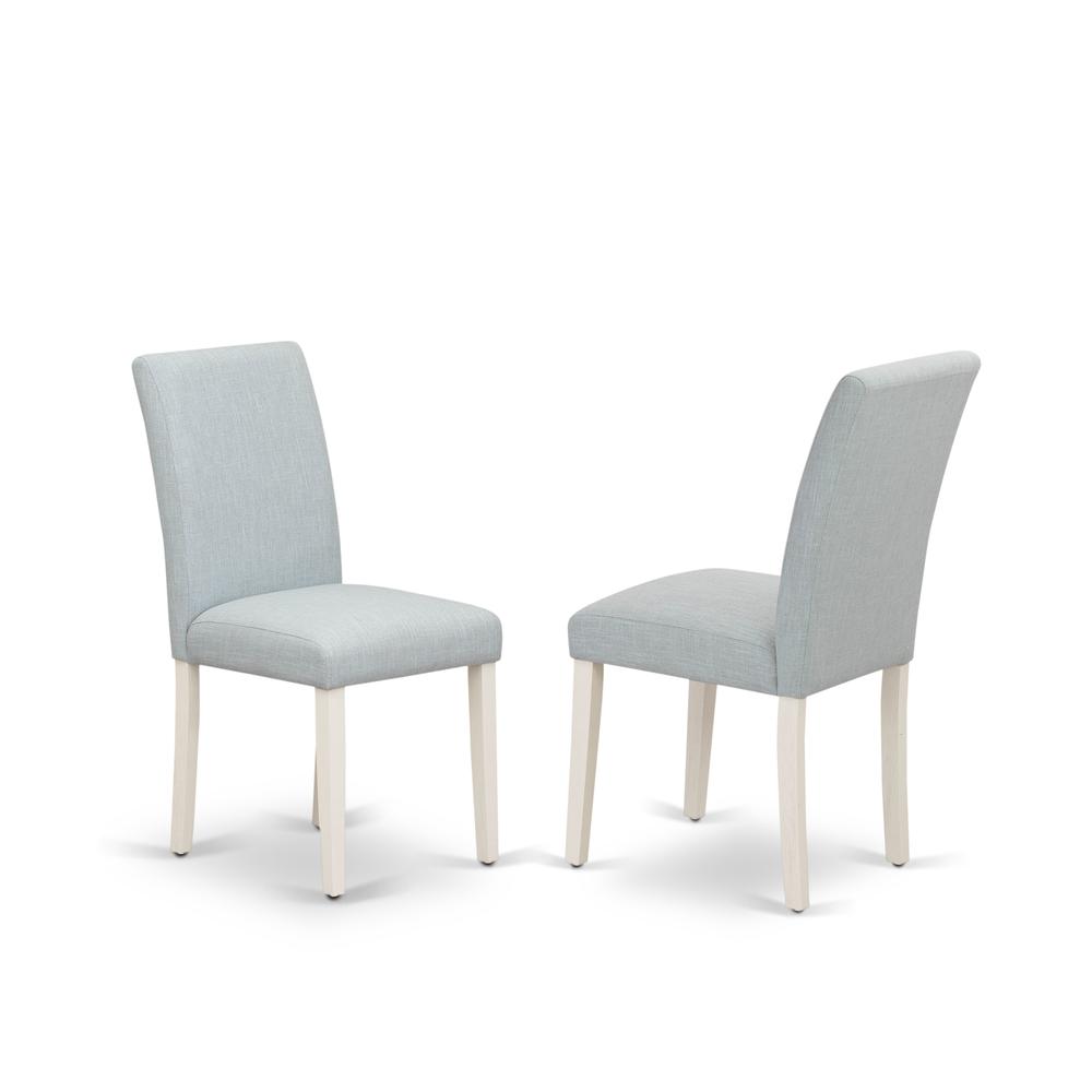East West Furniture 5-Pc Kitchen and Dining Room Chairs Includes 4 Mid Century Modern Chairs with Upholstered Seat and High Back and a Rectangular Breakfast Table - Linen White Finish