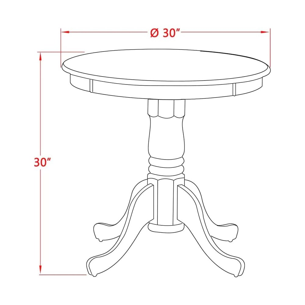 Pedestal Dining Table, Round, Oak White Finish, Solid Wood