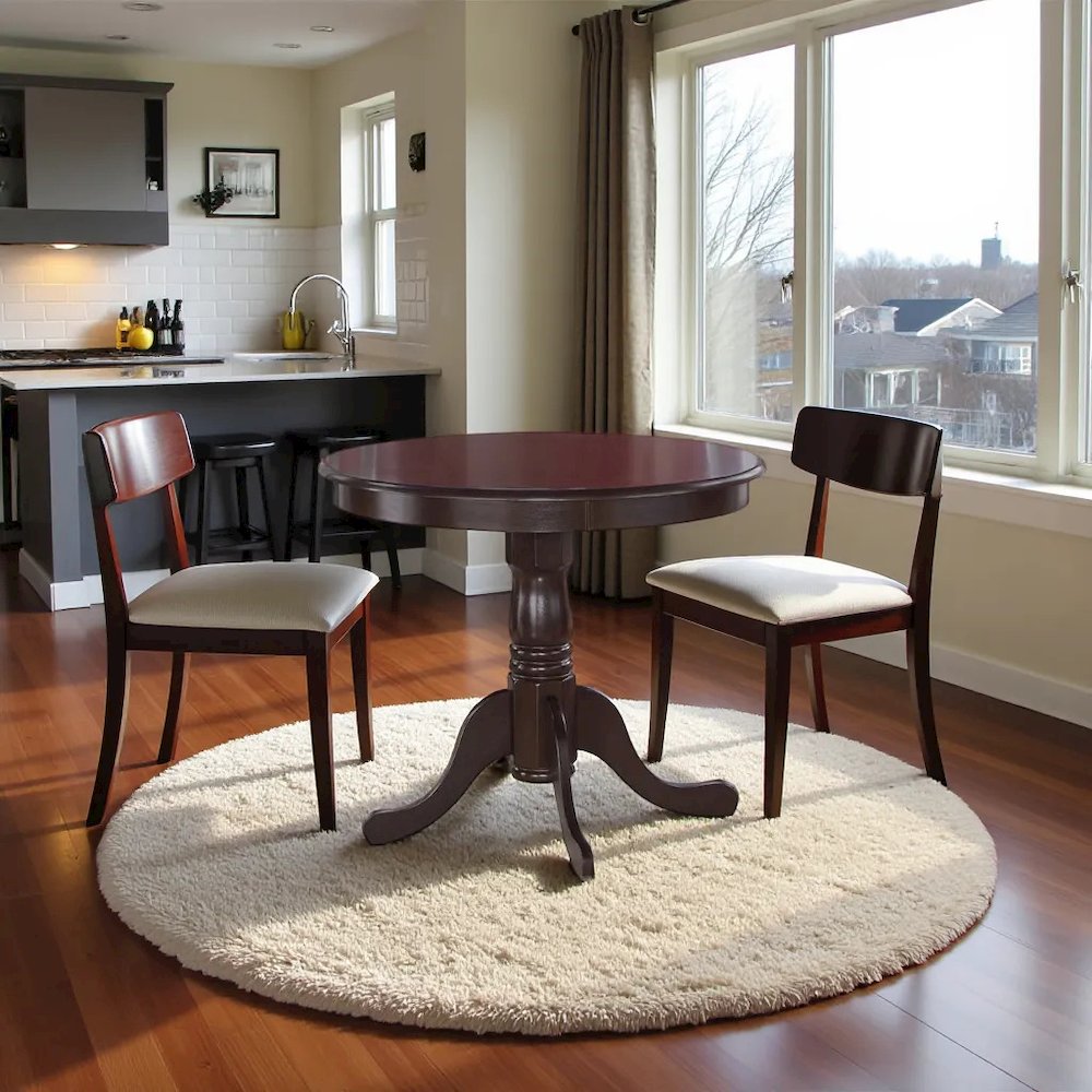 Elegant Small Round Dining Table – Solid Wood Table for 2 or 4