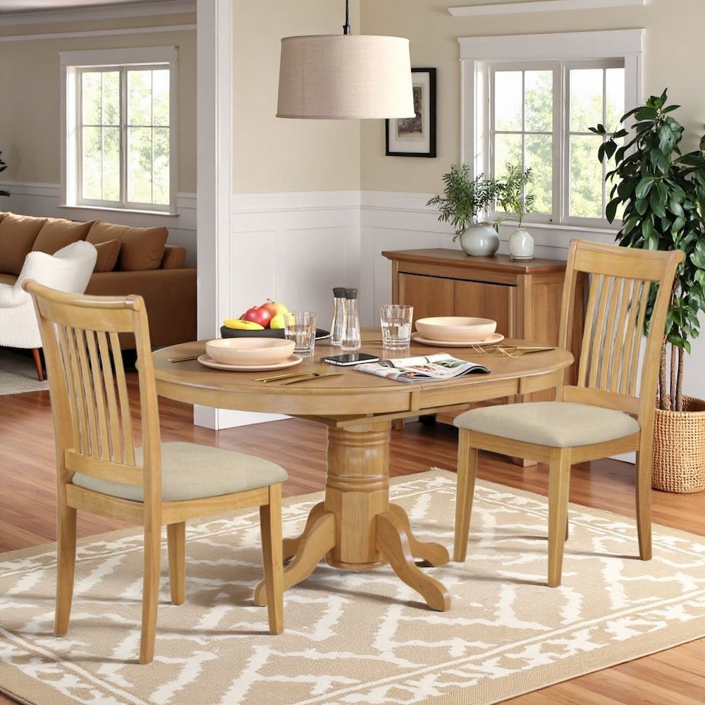 Oak Solid Wood 5 Pc Breakfast Nook Table Set, Chairs for Kitchen