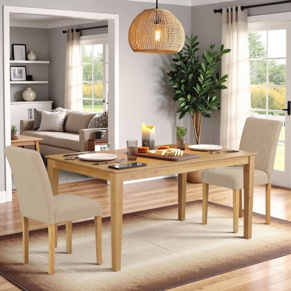 Solid Wood Dining Table Set for 6, Kitchen Table and Chairs in Oak