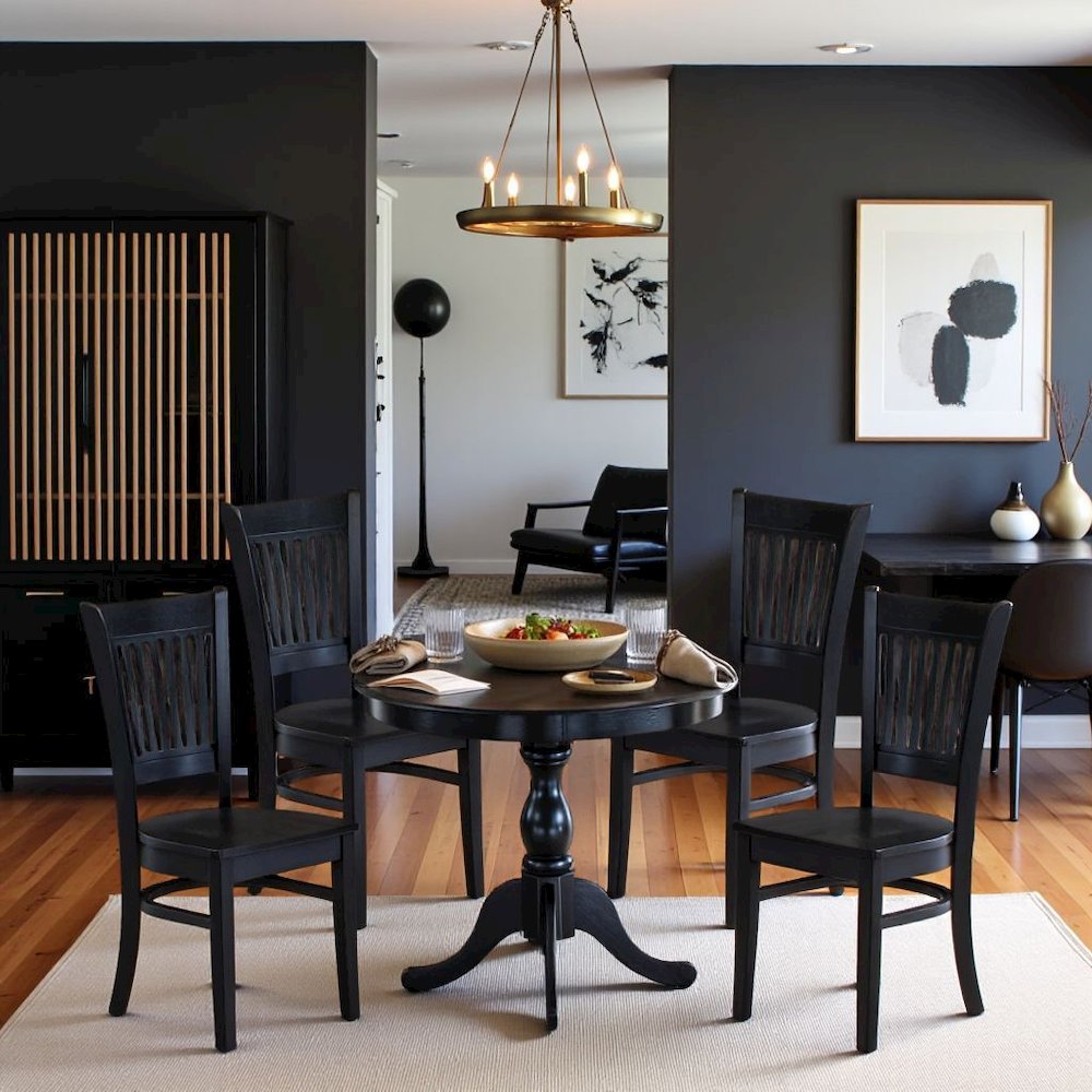 Black 5 Pc Breakfast Nook Table Set, Kitchen Table and Chairs for 4