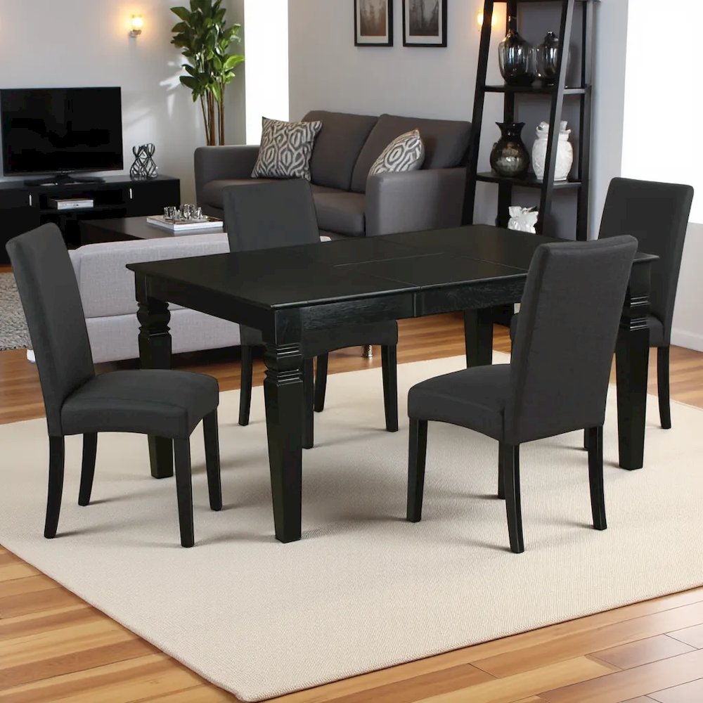 Elegant Black Dining Room Table Set – Kitchen Table and Chairs for 4