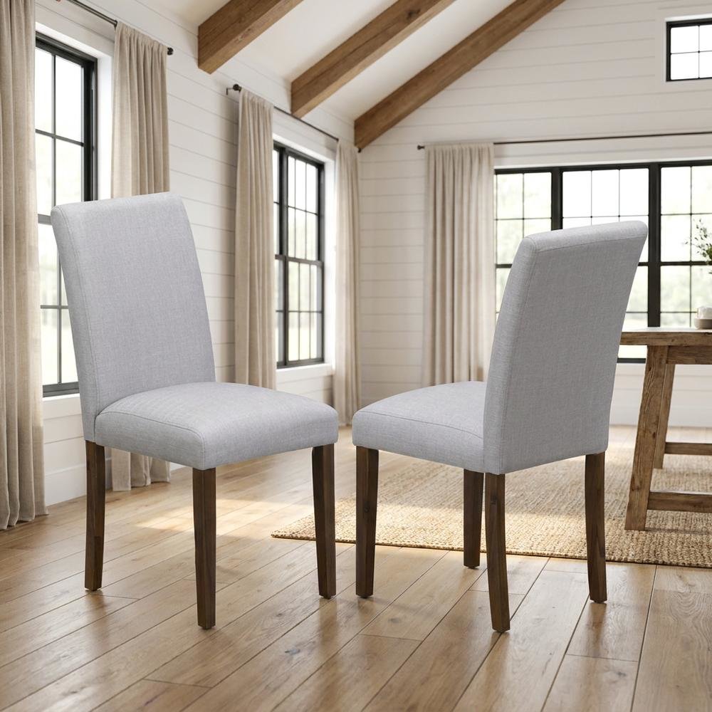 Solid Wood Linen-Upholstered Modern Dining Chair for Dining Room, Set of 2