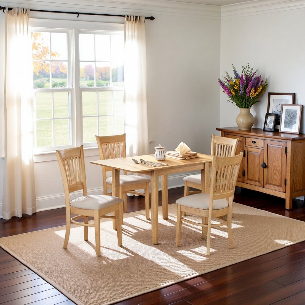 5 Piece Solid Wood Kitchen Table Set with Dining Chairs for Four