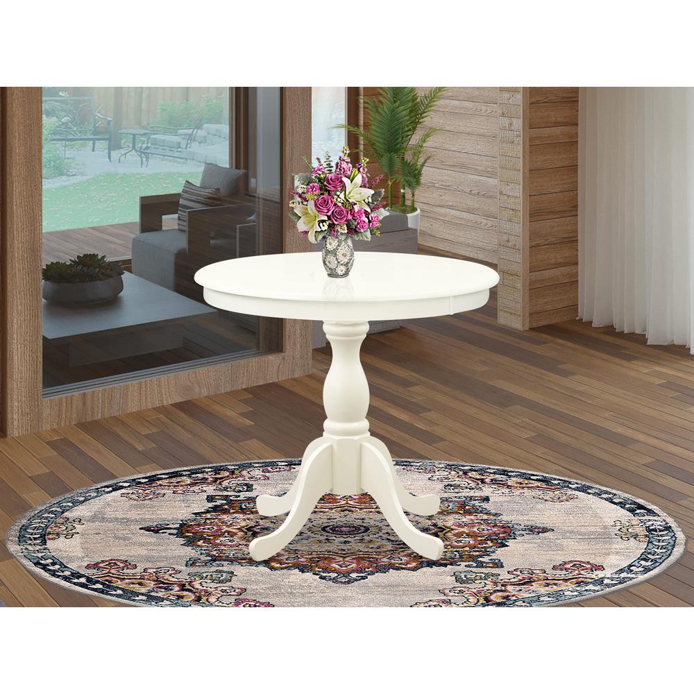 Antique Modern Kitchen Table - Round Dining Table Top with Pedestal Base, 36x36 Inch