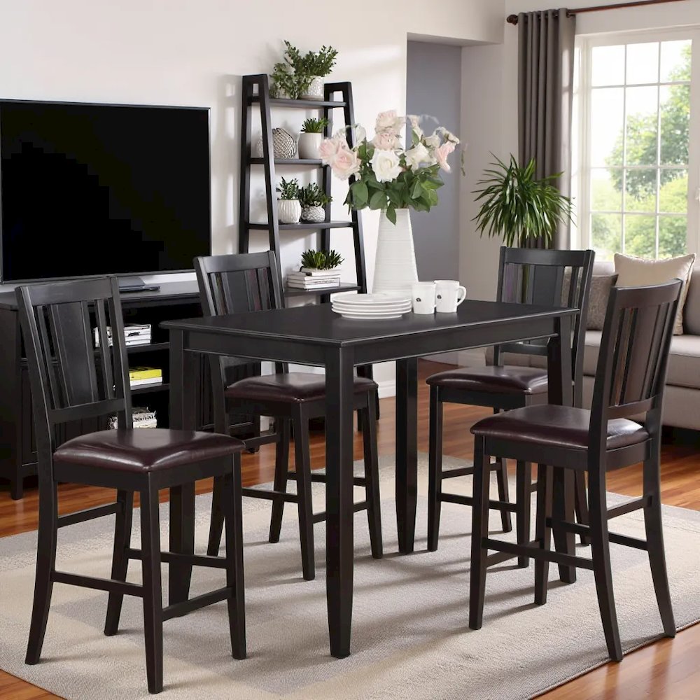Elegant Counter Height Dining Table Set for 4 with Chairs – Black