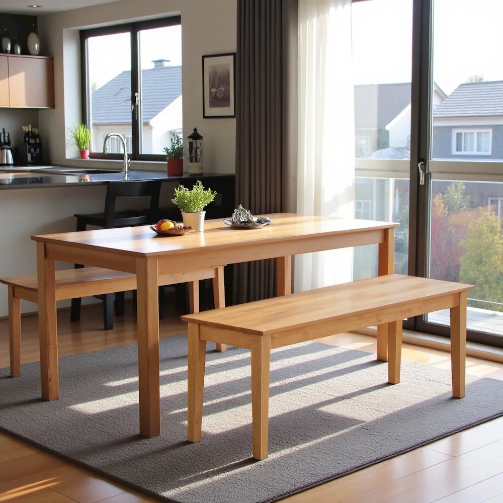 Elegant Solid Wood Dining Table Bench – Sturdy Oak Wooden Bench