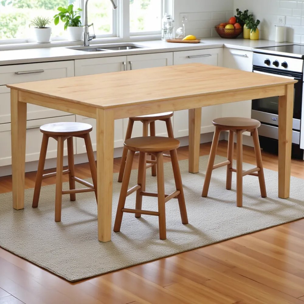 Elegant 60-Inch Counter Height Solid Wood Dining Table – Farmhouse Style