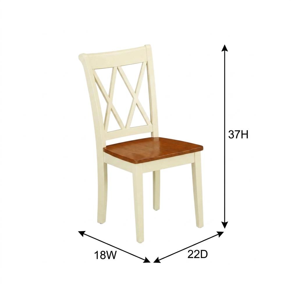 Wooden Dining Chair with Ladder Back for Kitchen and Dining Room, Set of 2