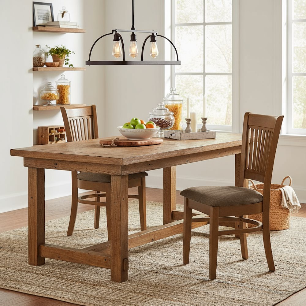 Dining Chairs Set of 2, Espresso Finish, Linen Fabric Seat, Slatted Back