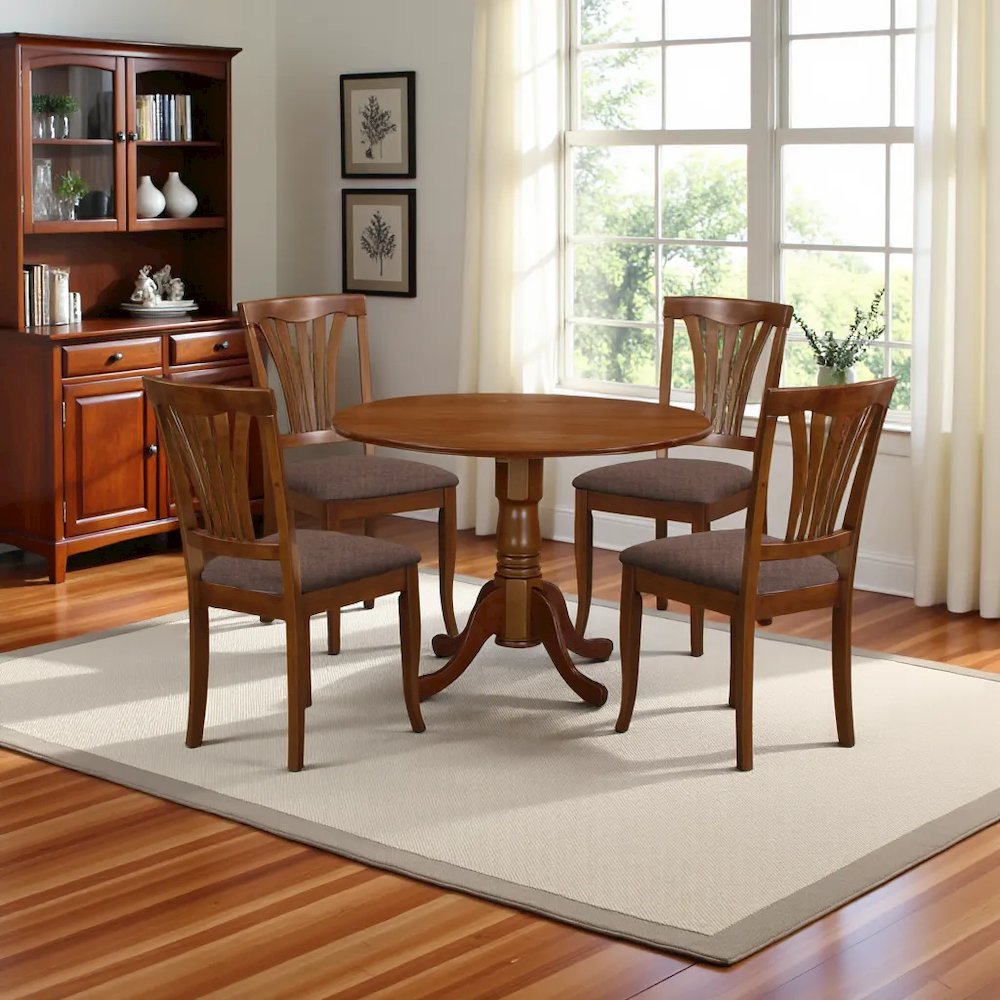 Compact 5-Piece Dining Room Table Set – Round Table & 4 Chairs