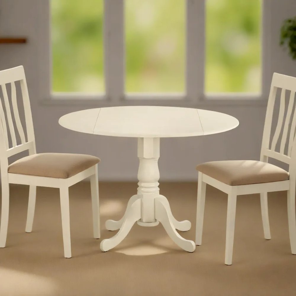 Compact Round Dining Table with Drop Leaves – Ideal for Small Spaces