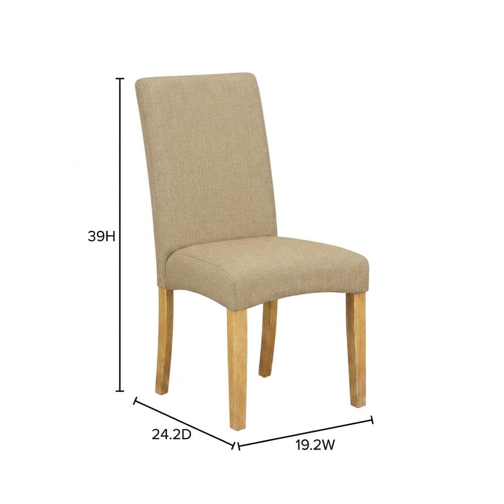 Oak Parsons Dining Chair with Upholstered Seat, High-Back Kitchen Chair, Set of 2