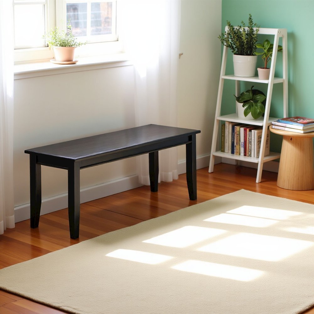 Elegant Solid Wood Dining Bench with Black Finish for Versatile Seating