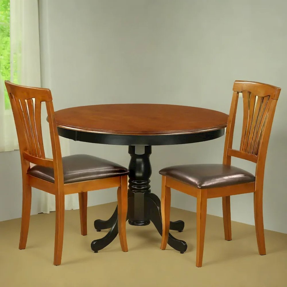 Classic Round Kitchen Table in Black and Cherry for Small Dining Spaces