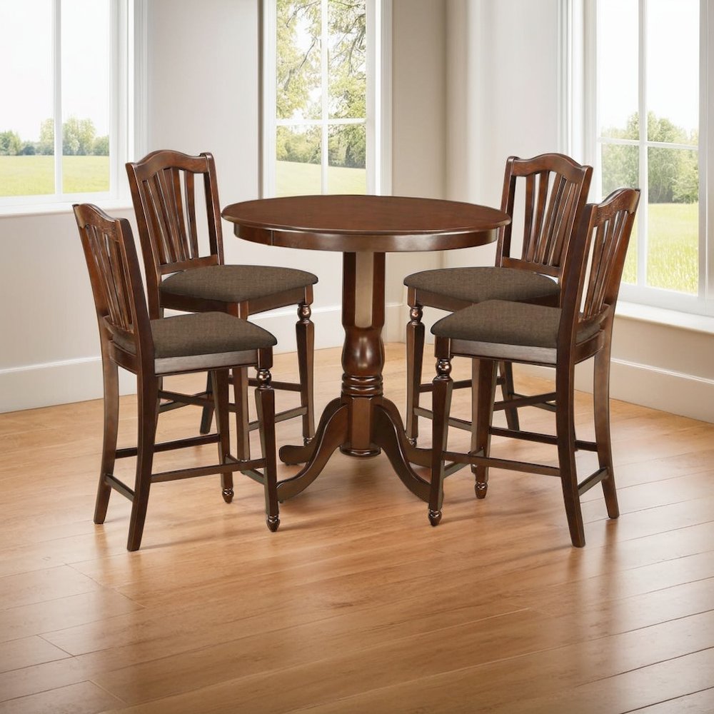 Solid Wood 5 Piece Counter Height Dining Set with Table and 4 Chairs