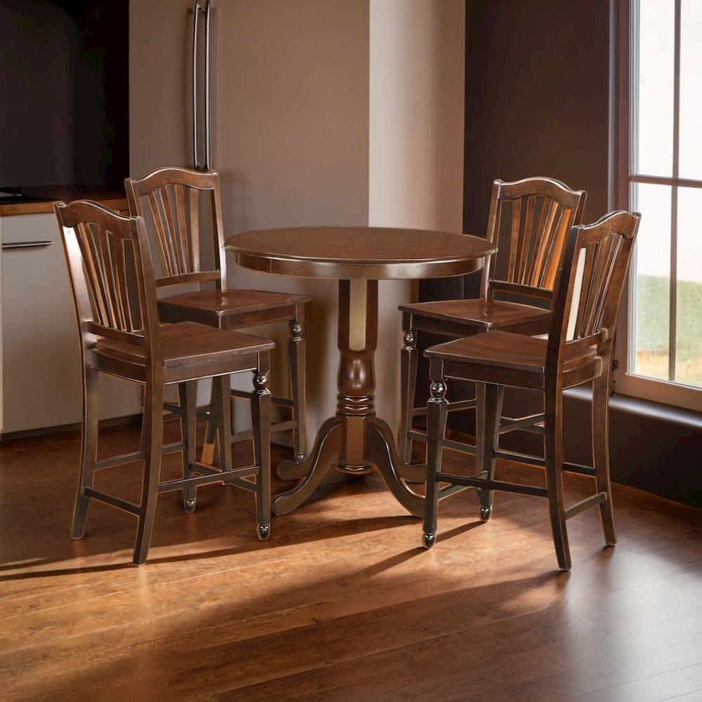 Counter Height Dining Room Table Set for 4 with Round Table and Stools
