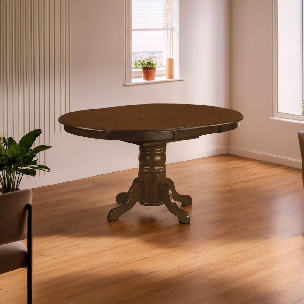 Elegant Oval Pedestal Dining Table with Butterfly Leaf for 6 Guests