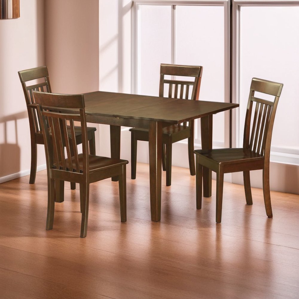 Dining Room Table Set for 4 with Butterfly Leaf and Wooden Chairs