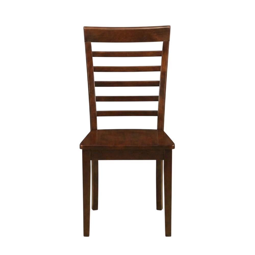 Solid Wood Dining Chairs with Ladder Back and Wood Seat, Set of 2
