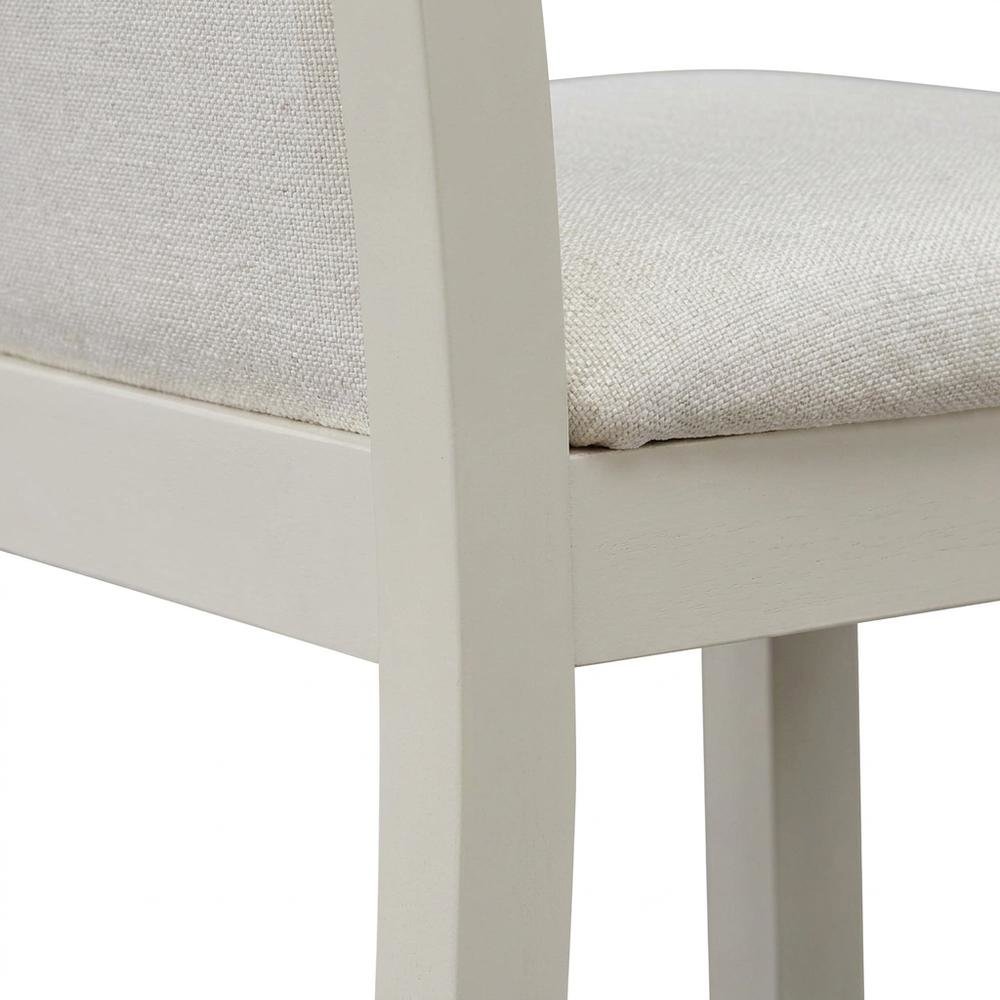 Solid Wood High-Back Linen Upholstered Parsons Dining Chair, Cream, Set of 2